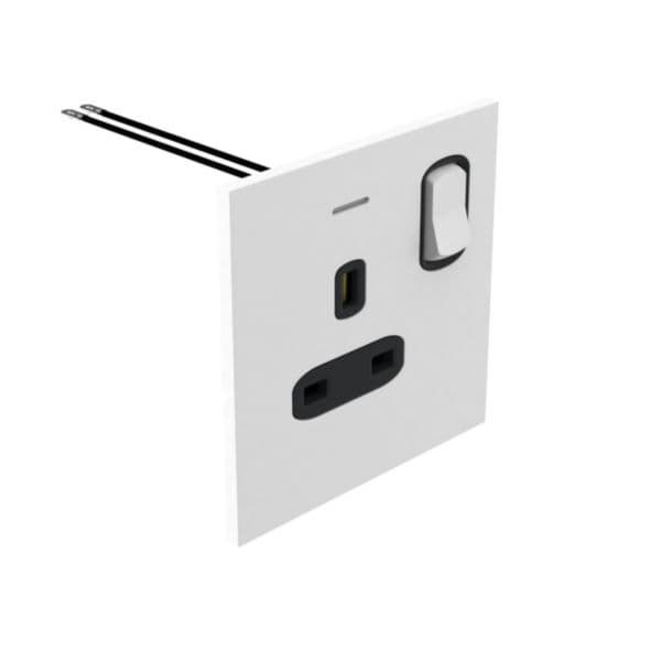 Art d'Arnould - 1 gang British Standard socket 13A-250V double pole switch with power indicator Epur