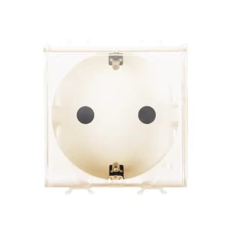 GERMAN STANDARD SOCKET-OUTLET 250V ac - 2P+E 16A - 2 MODULES - WITH COVER - IVORY - CHORUSMART