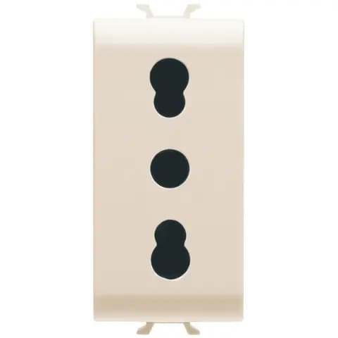 ITALIAN STANDARD SOCKET-OUTLET 250V ac - 2P+E 16A DUAL AMPERAGE - P11- P17 - 1 MODULE - IVORY - CHOR