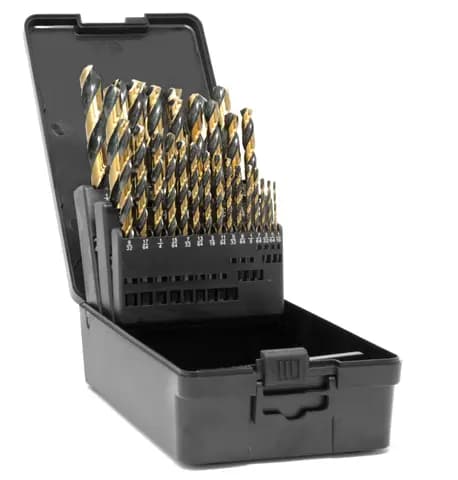 WEN DB292G 29-Piece Fully Ground Black Gold HSS Jobber Drill Bit Set with Carrying Case